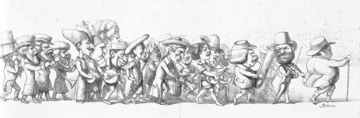 John Bull vezeti a látogatókat az 1851-es Nagy Kiállításra alkotó: Richard Doyle