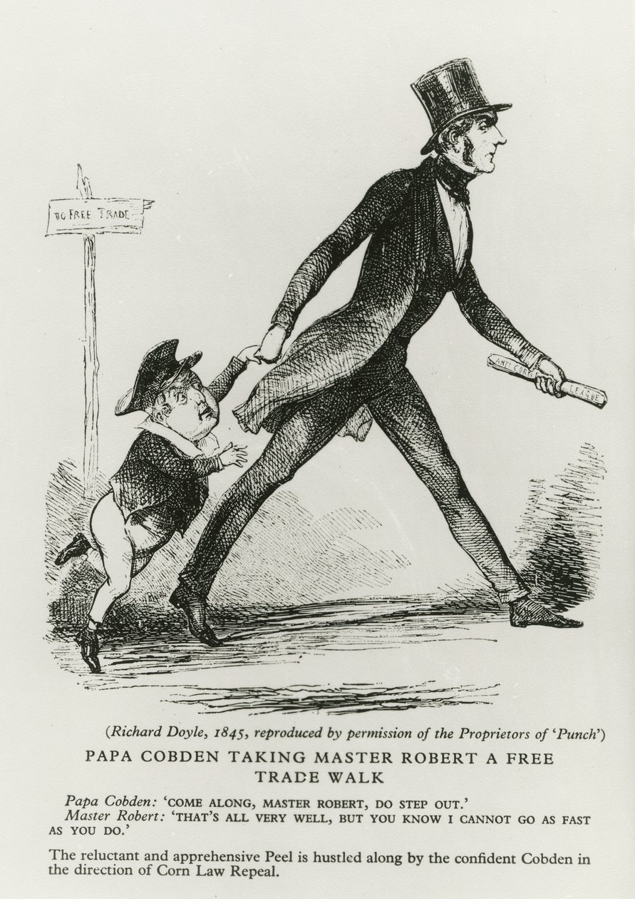 Cobden papa szabadkereskedelmi sétára viszi Robert mestert, 1845 alkotó: Richard Doyle