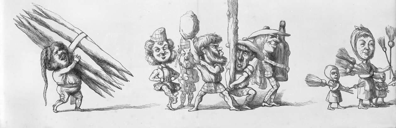 Skót és spanyol látogatók a Nagy Kiállításon, 1851 alkotó: Richard Doyle