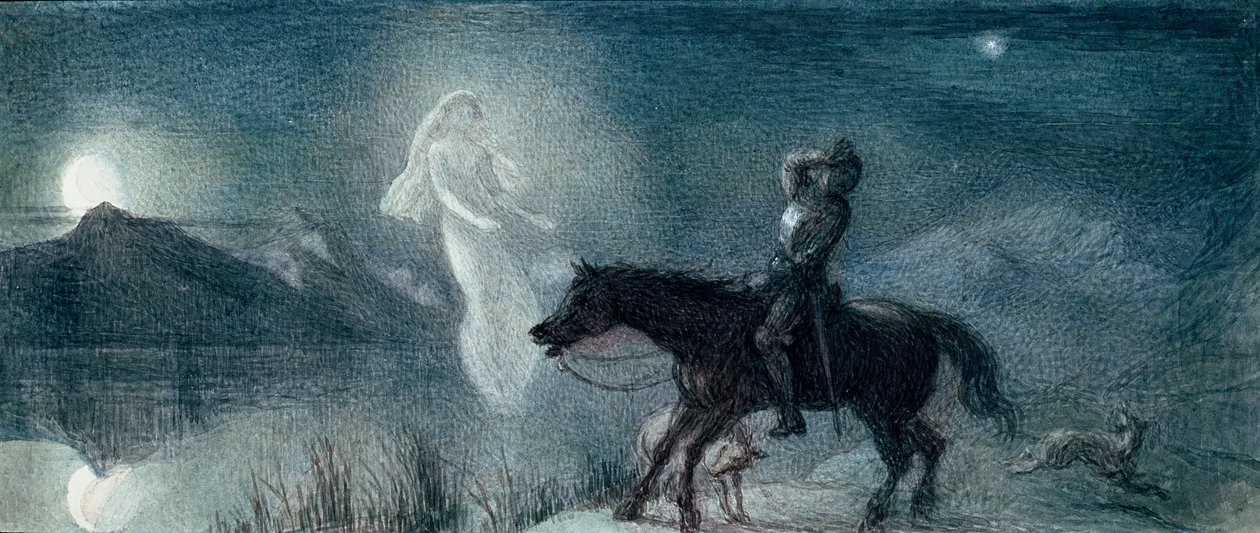 A lovag és a kísértet, kiadatlan (akvarell papíron) alkotó: Richard Doyle