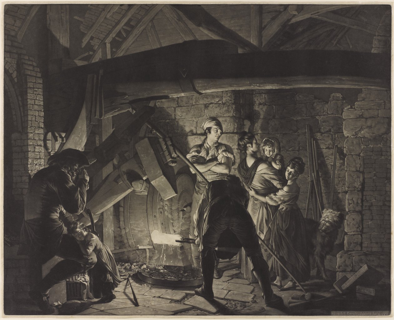 Egy vaskohó, a derbyi Joseph Wright (1734-97) nyomán alkotó: Richard Earlom