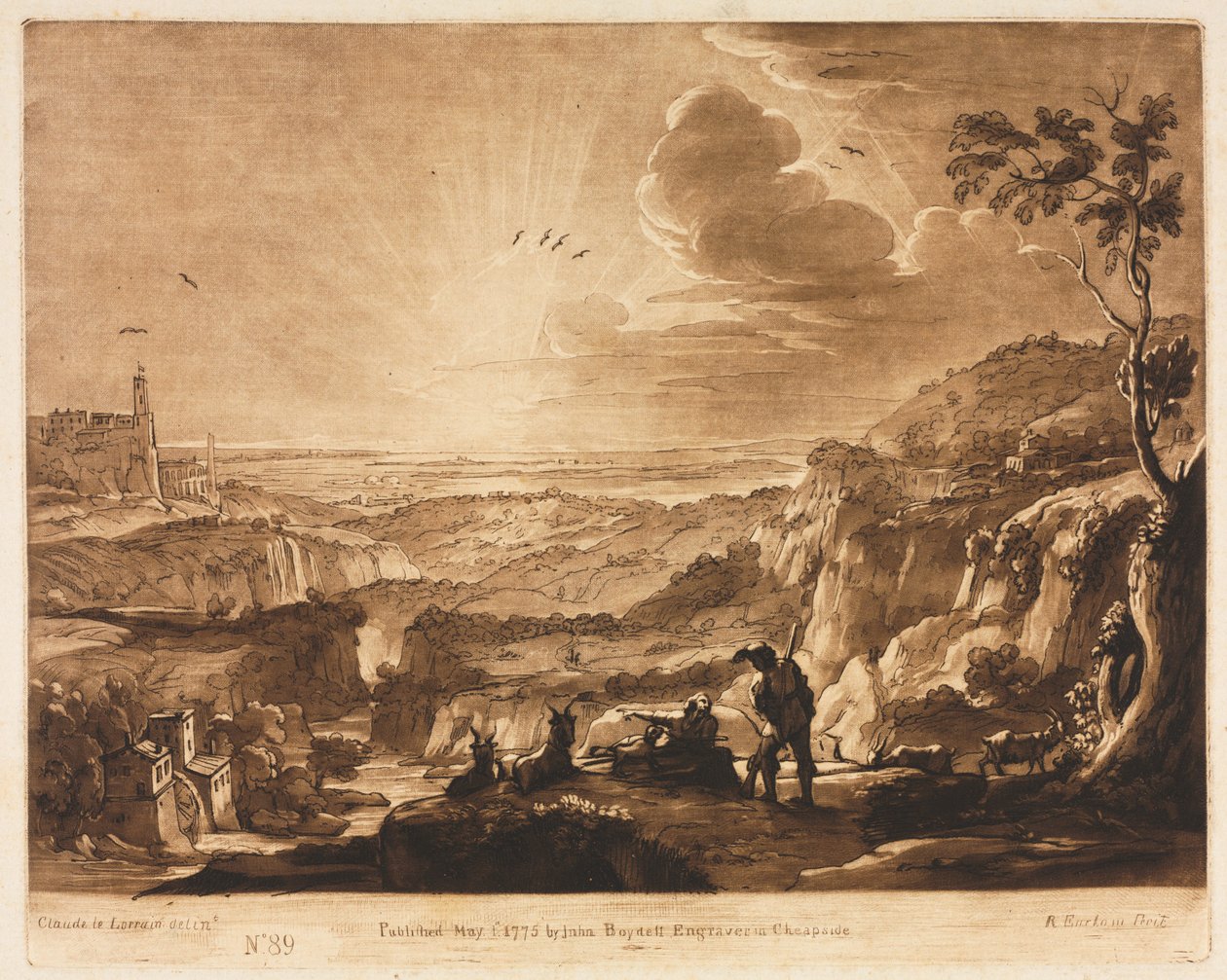 Liber Veritatis: 89. sz., Kilátás egy hegyvidéki kiterjedt országra, 1775. alkotó: Richard Earlom