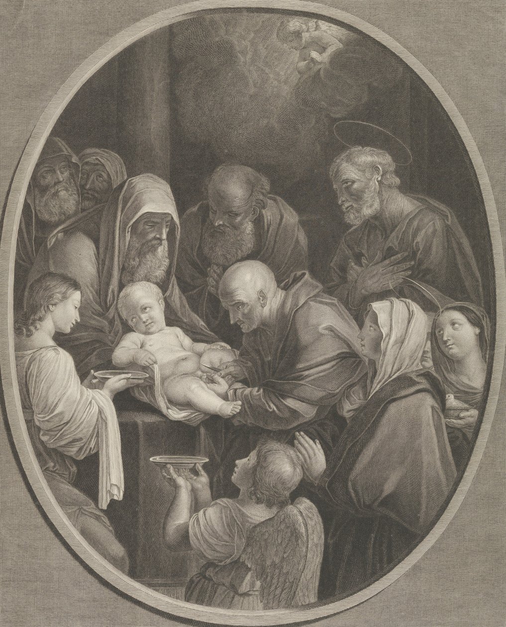 Krisztus körülmetélése, egy csoport férfi és nő körülötte, egy angyal az előtérben..., 1765 alkotó: Richard Earlom