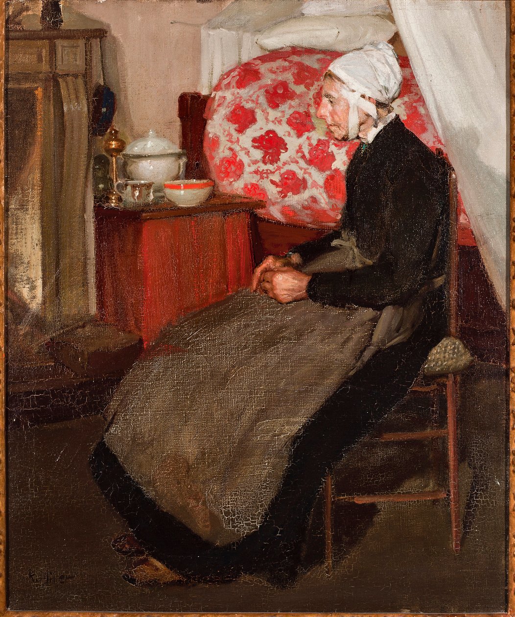 Öreg holland nő (olaj, vászon alkotó: Richard Emil Miller