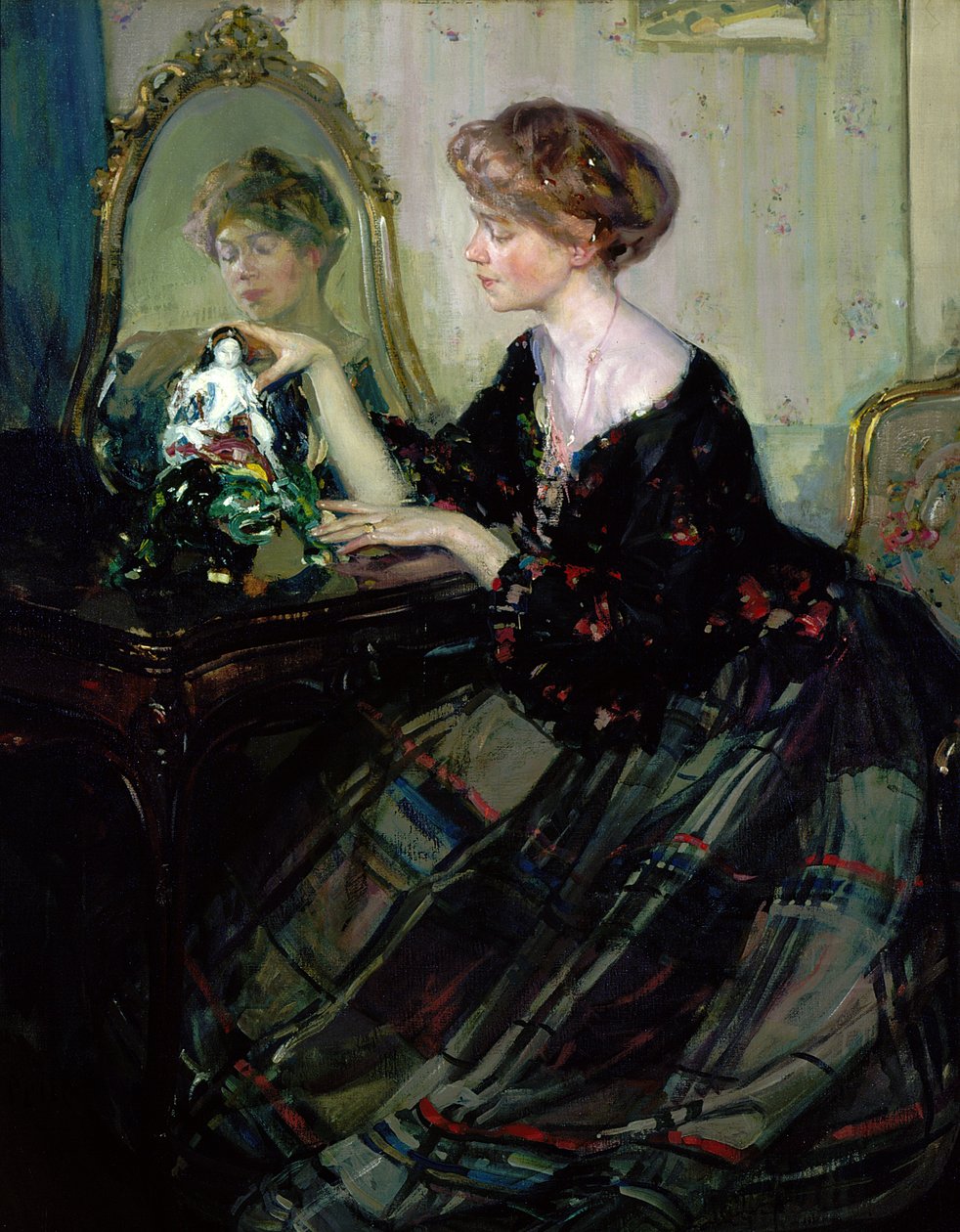 A kínai szobrocska, 1910 körül (olaj, vászon) alkotó: Richard Emil Miller