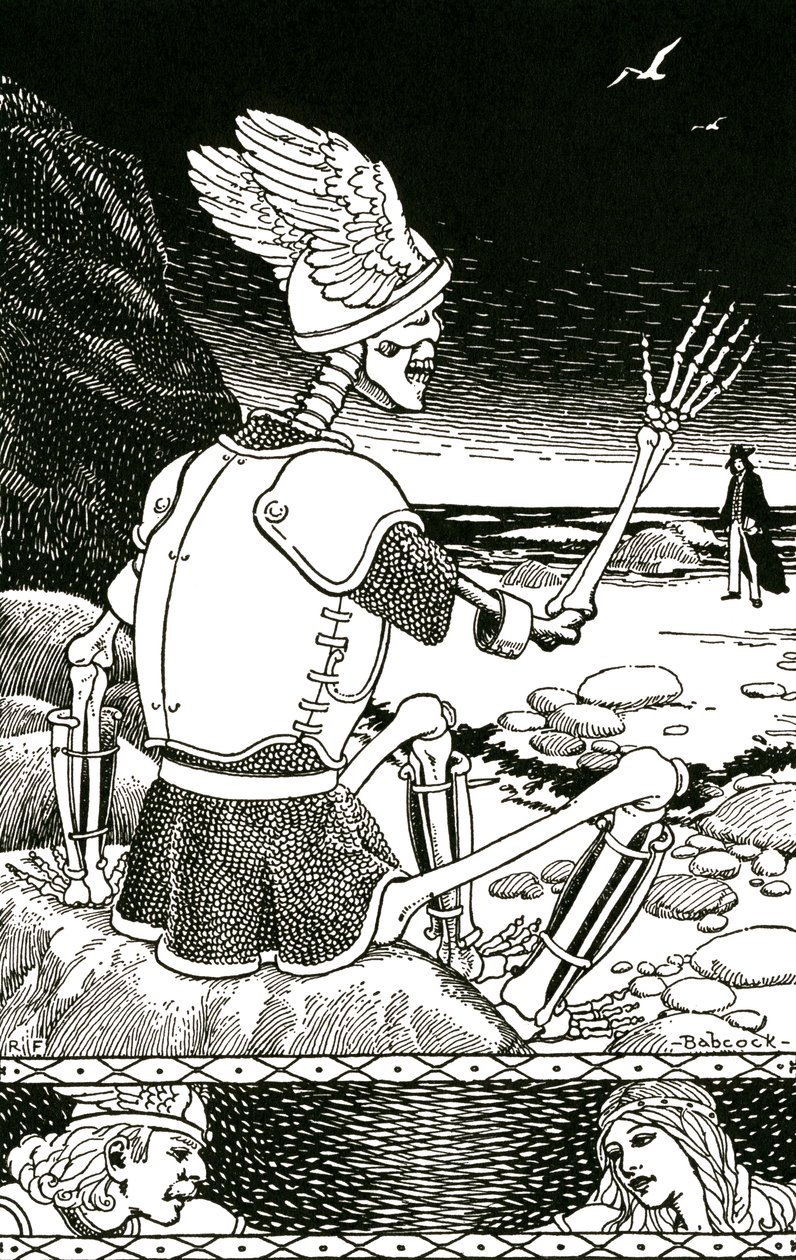 A halál mint csontváz búcsúzik egy embertől, 1930 körül (litográfia) alkotó: Richard Fayerweather Babcock