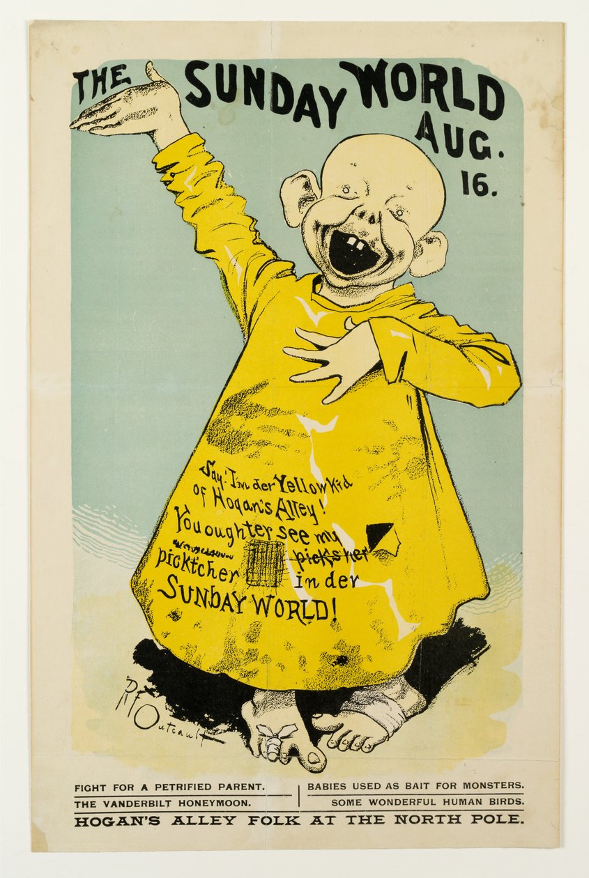 The Sunday World Aug. 16: Say, Im der Yellow Kid of Hogans Alley..., c.1895-98 litho alkotó: Richard Felton Outcault