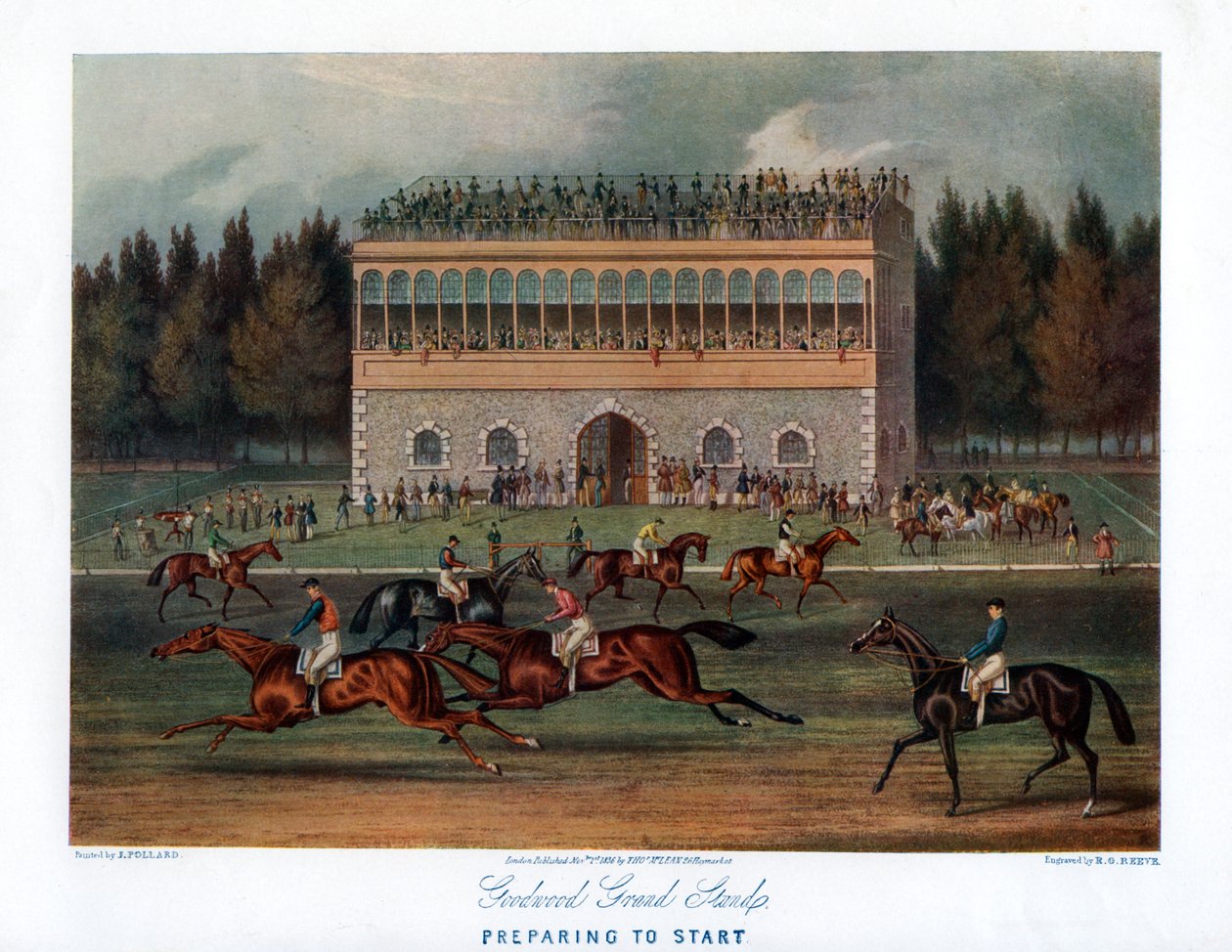 Goodwood Grand Stand, felkészülés az indulásra, 1836. alkotó: Richard Gibson Reeve