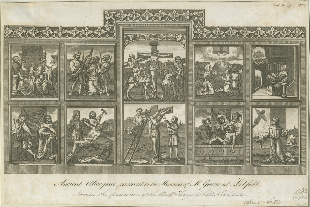Lichfield – Ősi oltárkép: metszet, nd [c 1785] (nyomtatás) alkotó: Richard Greene