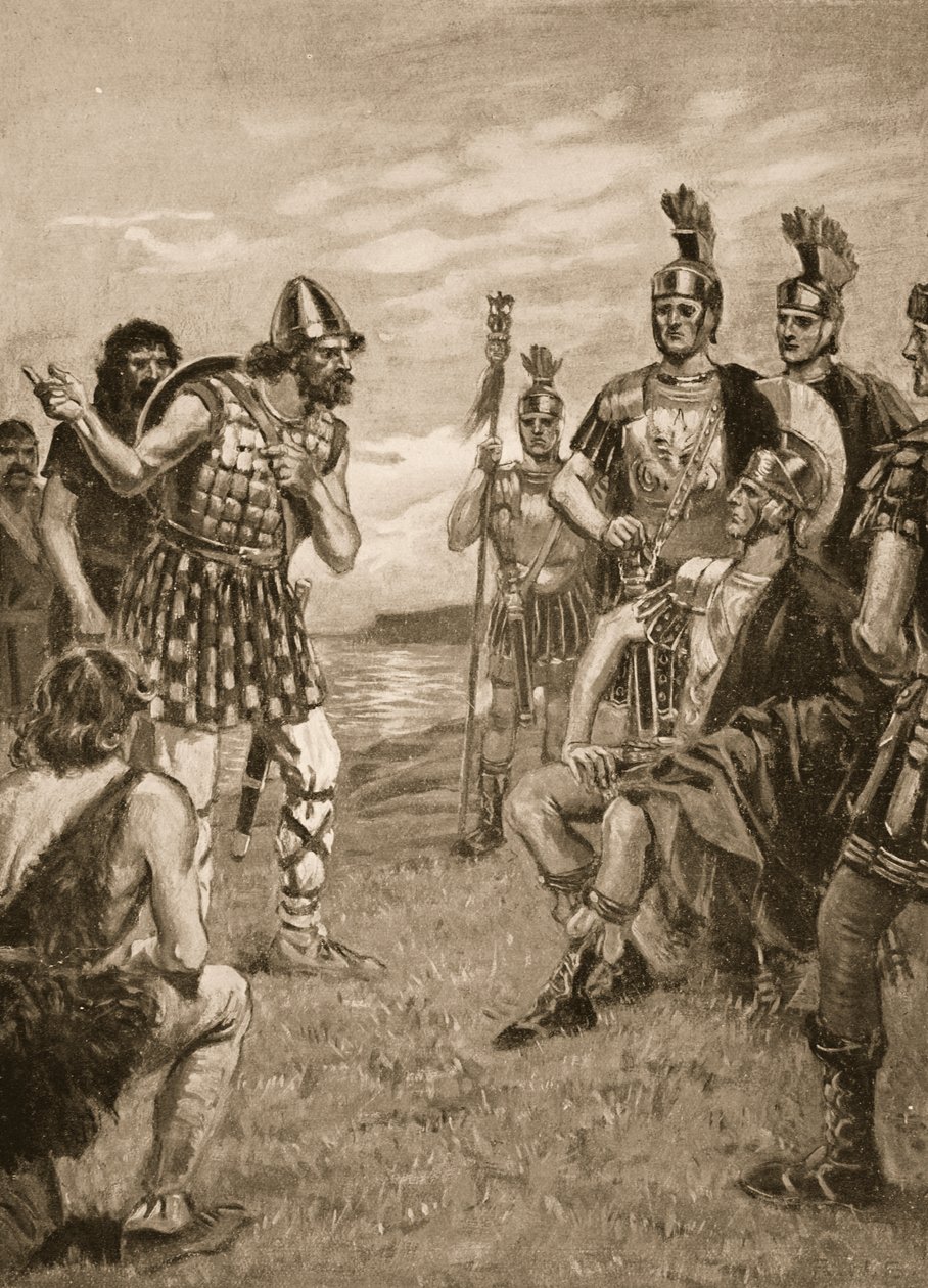 Agricola egy ír királyt kap, illusztráció a „Nemzet története” című könyvből alkotó: Richard Henry Brock