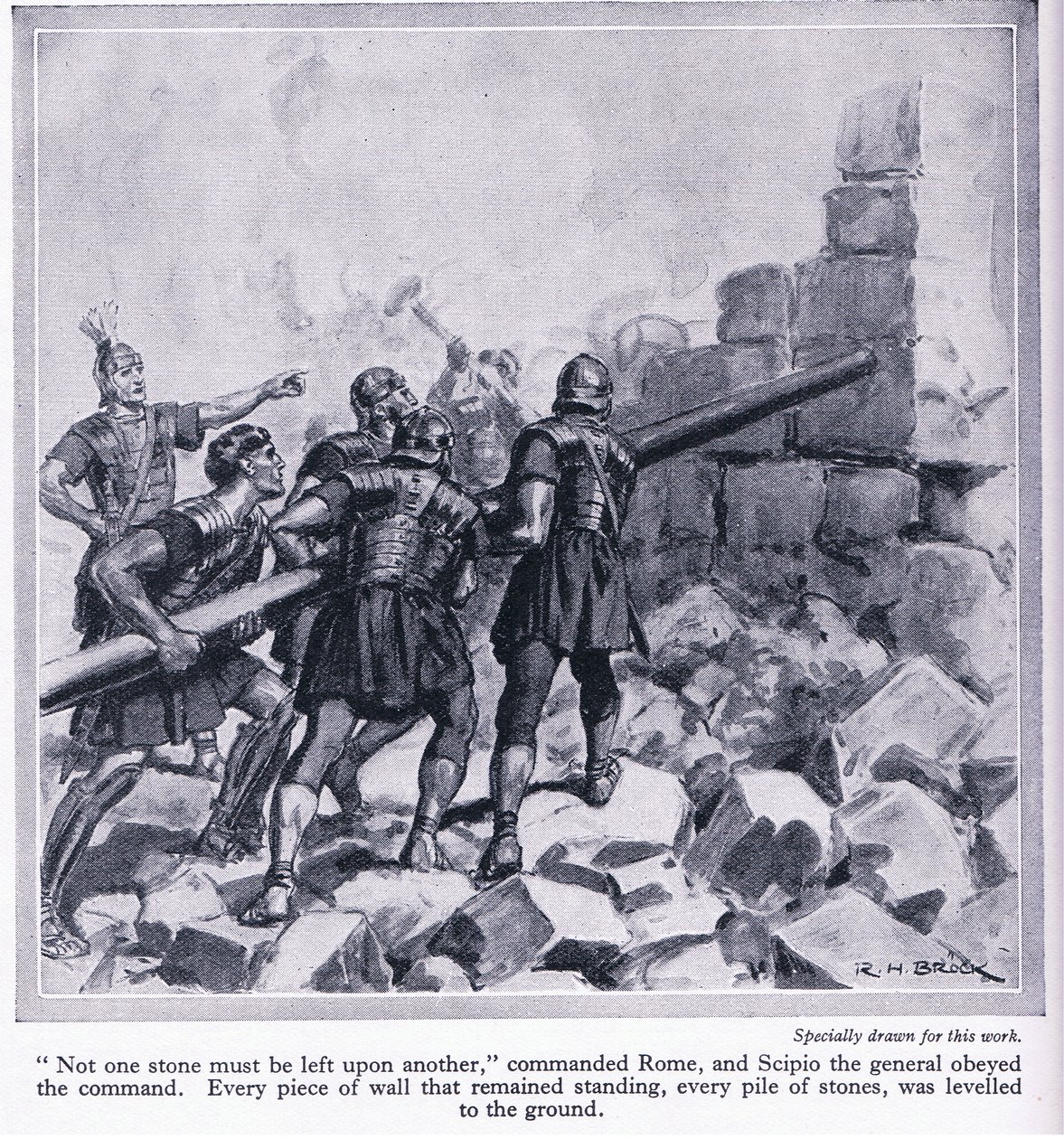 Karthágó elpusztítása a rómaiak által, 1950 körül alkotó: Richard Henry Brock