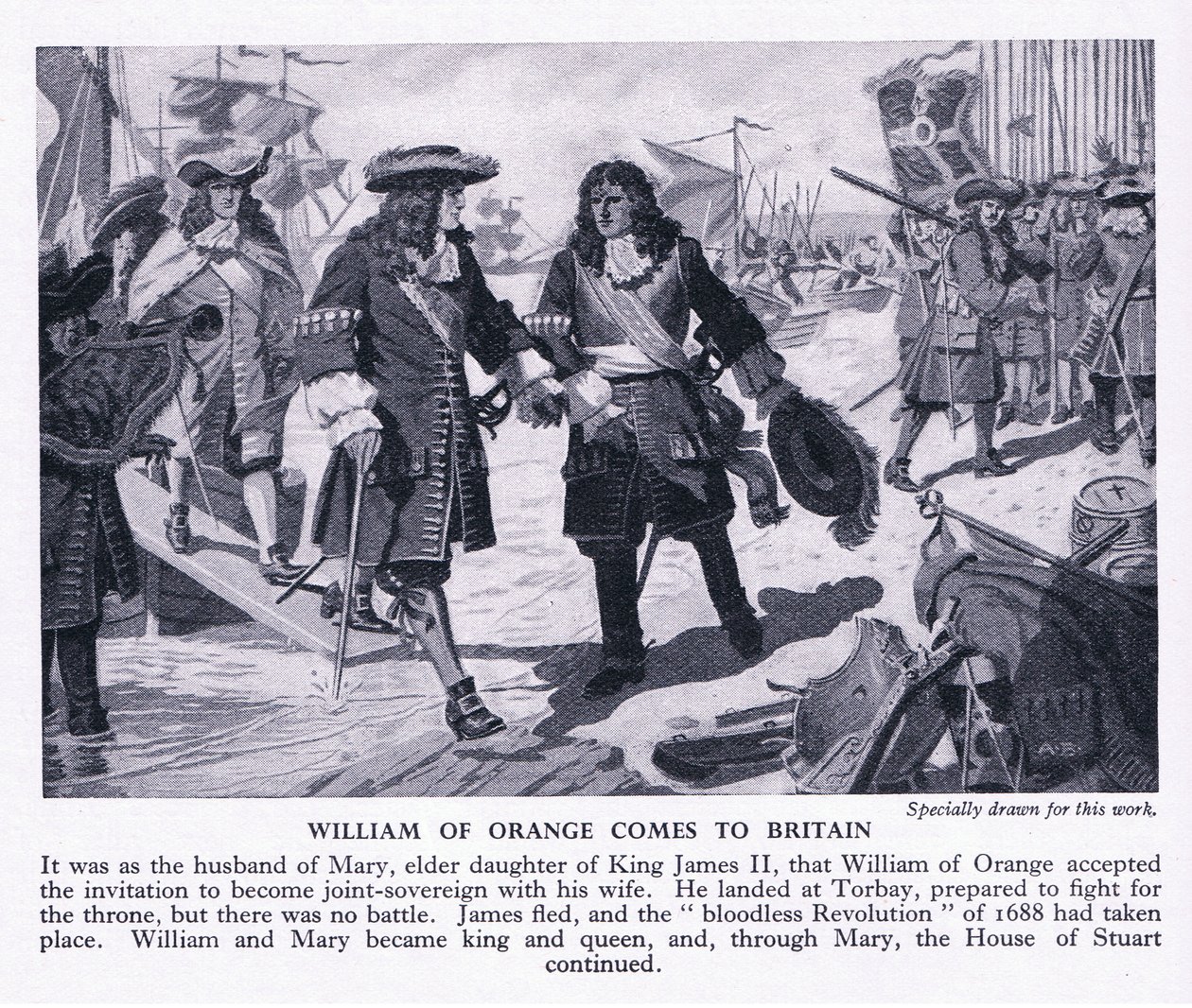 Orániai Vilmos Nagy-Britanniába érkezik, 1950 körül alkotó: Richard Henry Brock