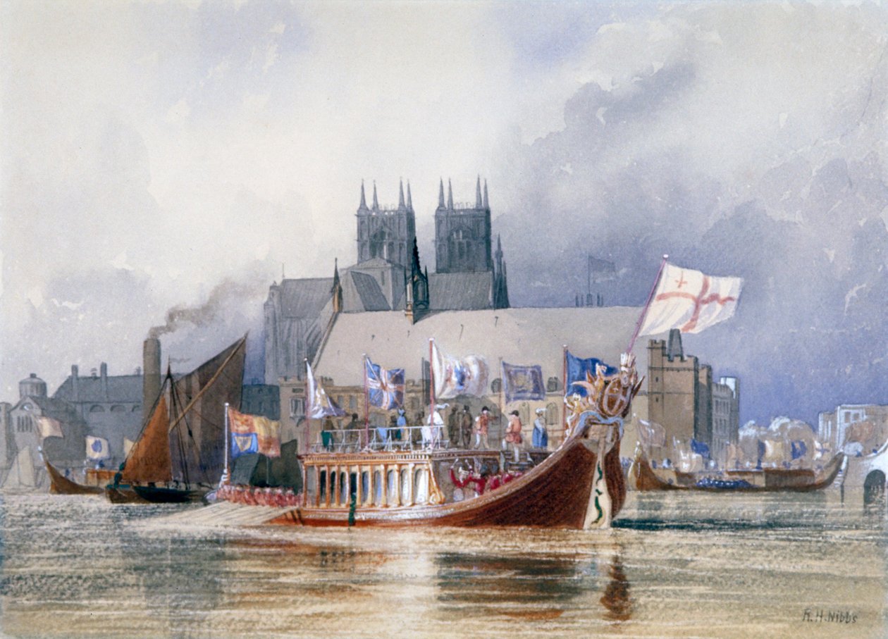 „A főpolgármester érkezése Westminsterbe”, 1841 alkotó: Richard Henry Nibbs
