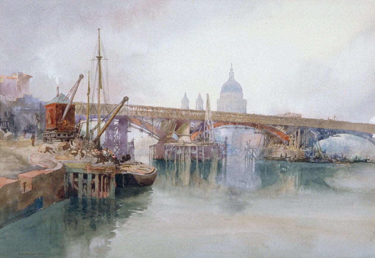 „Southwark Bridge in Course of Demolition”, 1915 alkotó: Richard Henry Wright