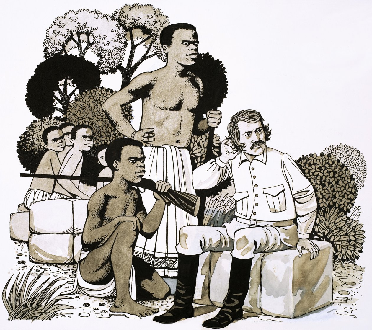 David Livingstone, a felfedező, aki felfedezte a Viktória-vízesést. alkotó: Richard Hook