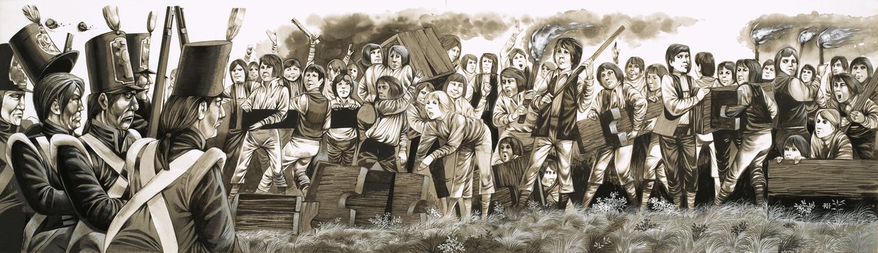 1797-ben csapatokat hívtak a Rugbyben randalírozó iskolás fiúk lecsendesítésére. alkotó: Richard Hook