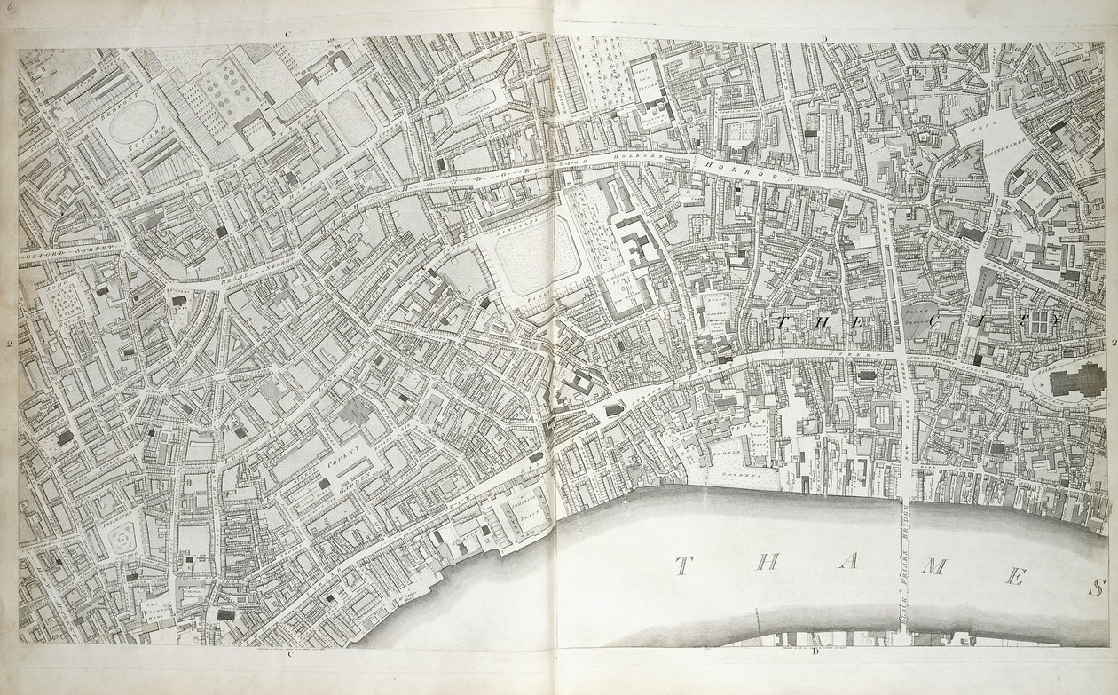 Lemez a "London és Westminster városok terve, Southwark városa és a szomszédos részek", 1792-1799 körül alkotó: Richard Horwood