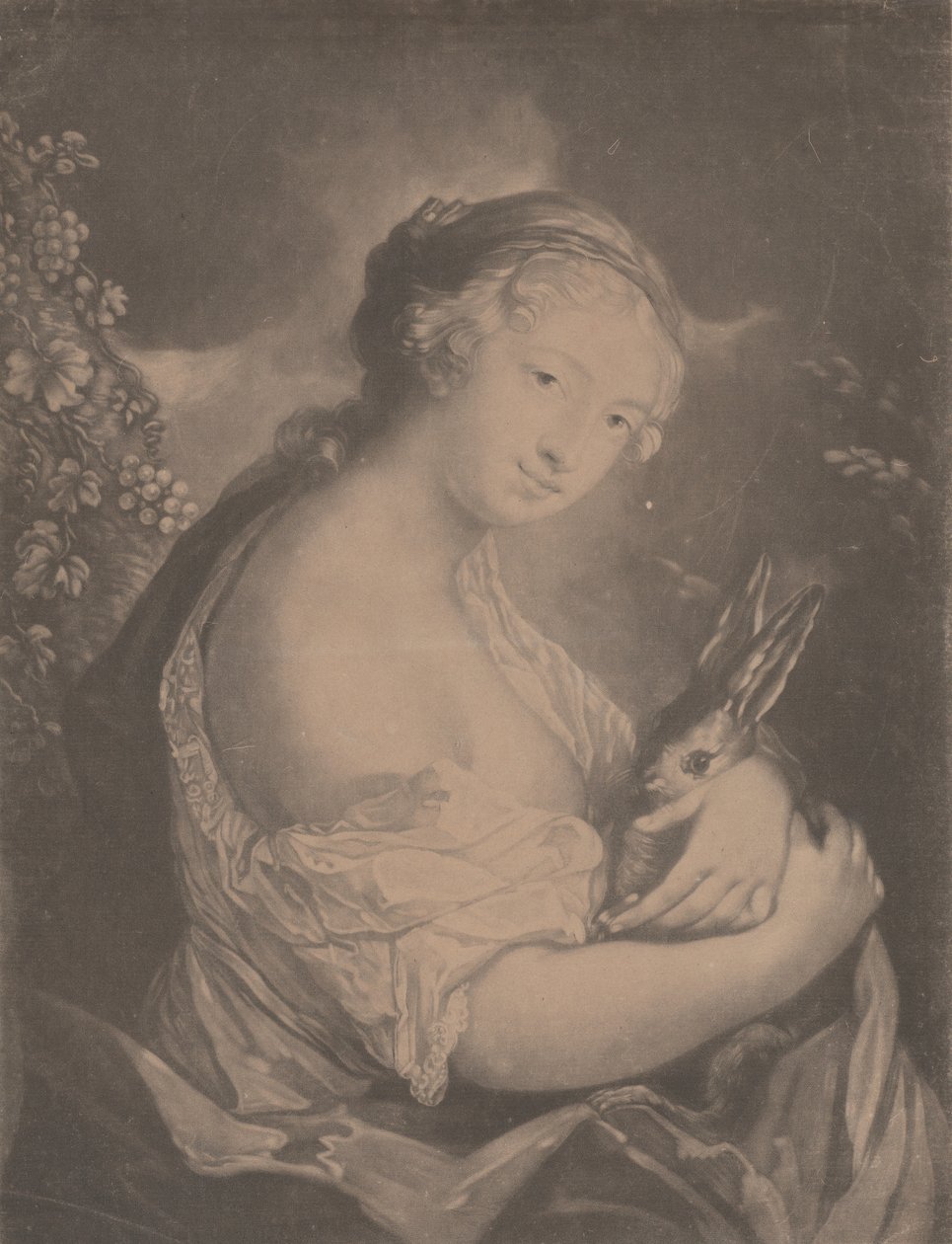 Ősz: egy fiatal nő, aki nyulat tart, 1775. alkotó: Richard Houston
