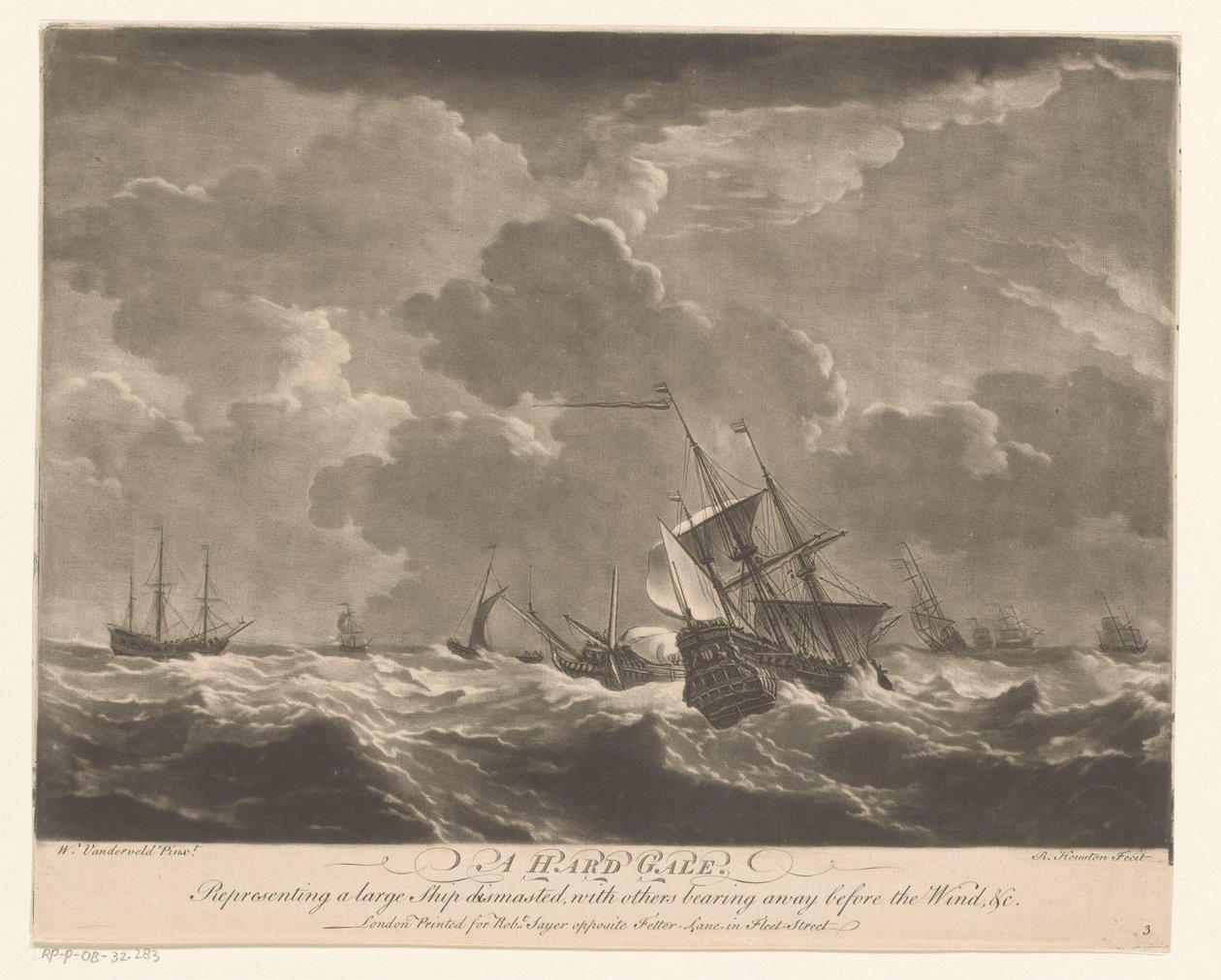 Haditengerészeti hajók magas hullámokon A Hard Gale (cím az objektumon) alkotó: Richard Houston