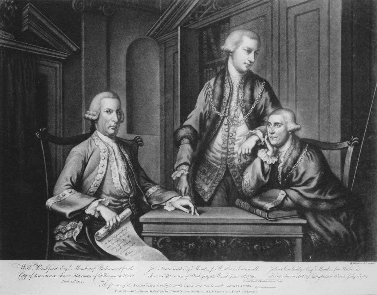 William Beckford (1709-70) James Townsend és John Sawbridge (kb.1732-95) Londoni Aldermen, a művész által metszett, 1769 alkotó: Richard Houston