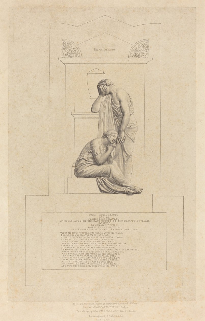 John Hudleston emlékműve alkotó: Richard James Lane after John Flaxman