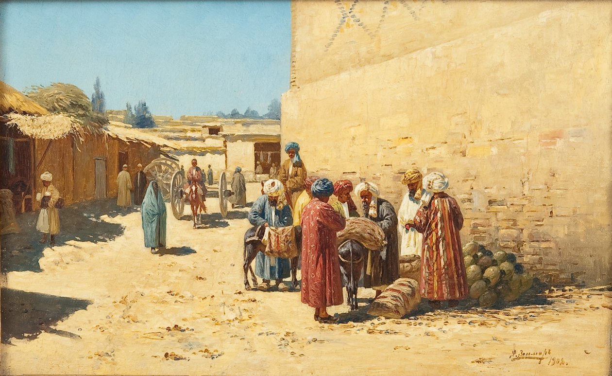 Utcai eladás Közép-Ázsiában, 1902 alkotó: Richard Karl Sommer
