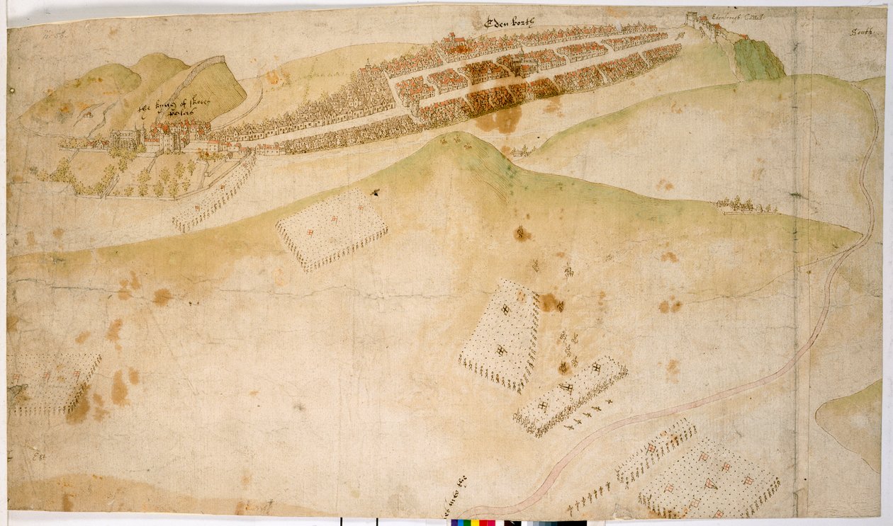 Egy színes terv, vagy madártávlatból Edinburgh városáról alkotó: Richard Lee