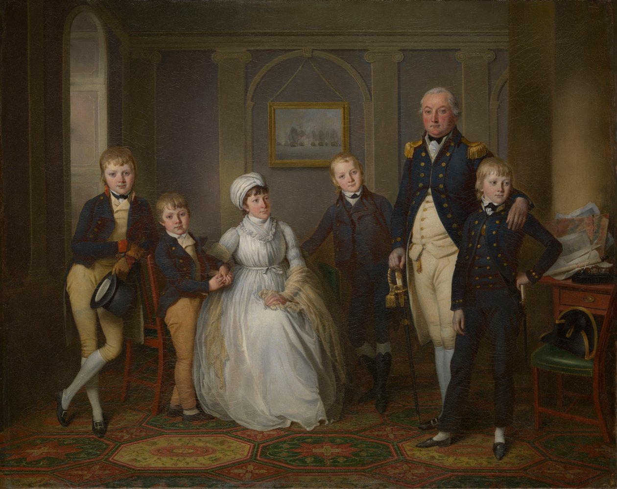 Richard Grindall kapitány (1750-1820) és családja, 1800 körül (olaj, vászon) alkotó: Richard Livesay
