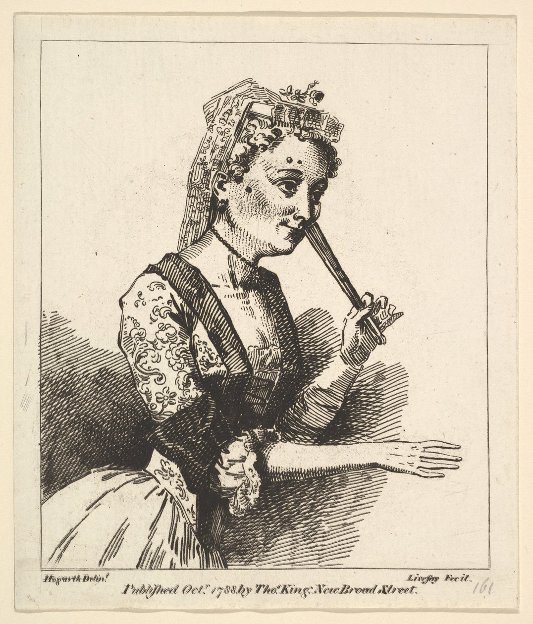 Meglepett nő a Hogarths Reggelből, 1788. október. alkotó: Richard Livesay