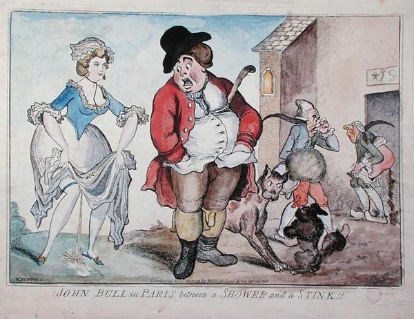 John Bull Párizsban a zuhany és a bűz között alkotó: Richard Newton