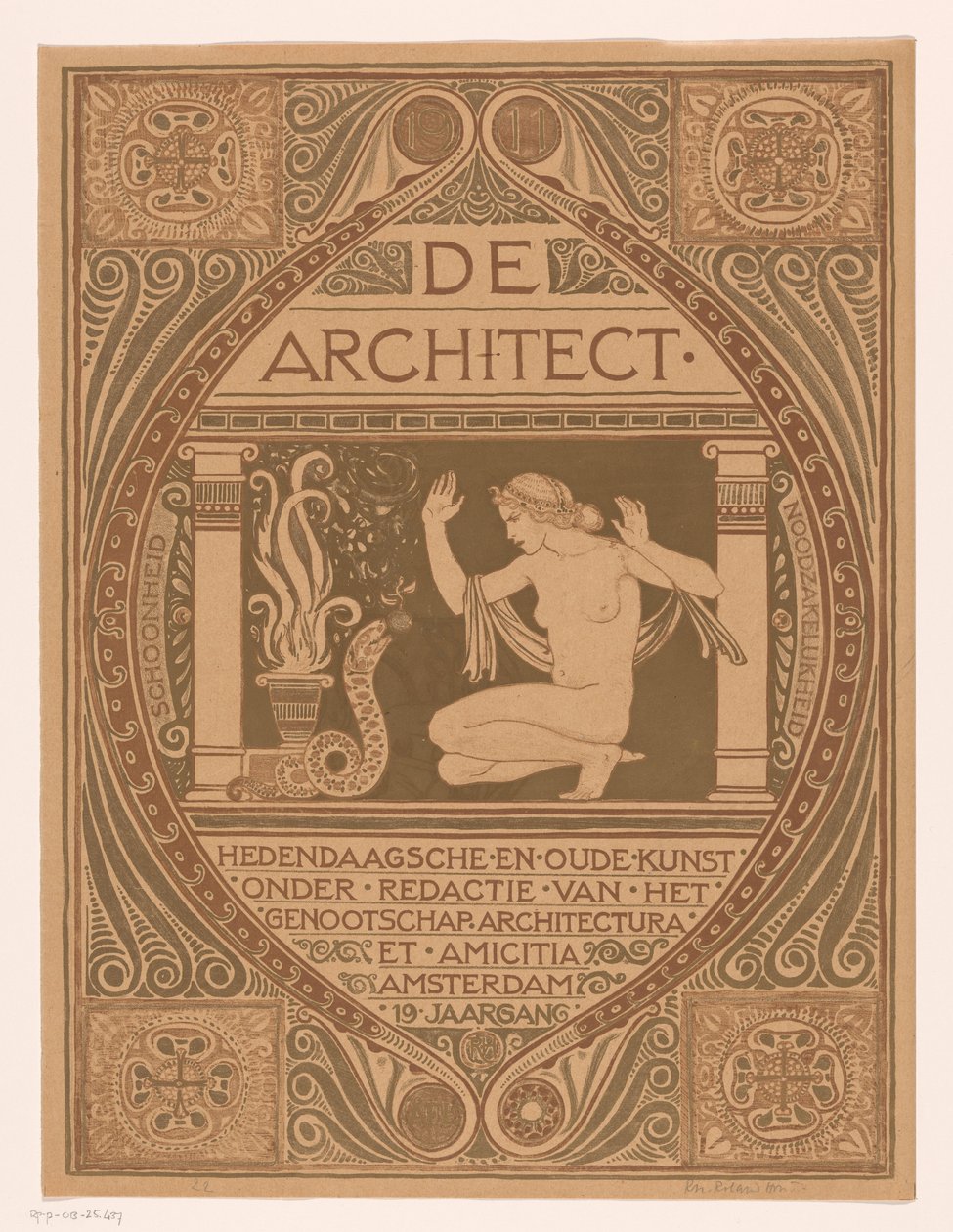 Borítóterv ehhez: De Architect, 1911 alkotó: Richard Nicolaüs Roland Holst (signed by artist)