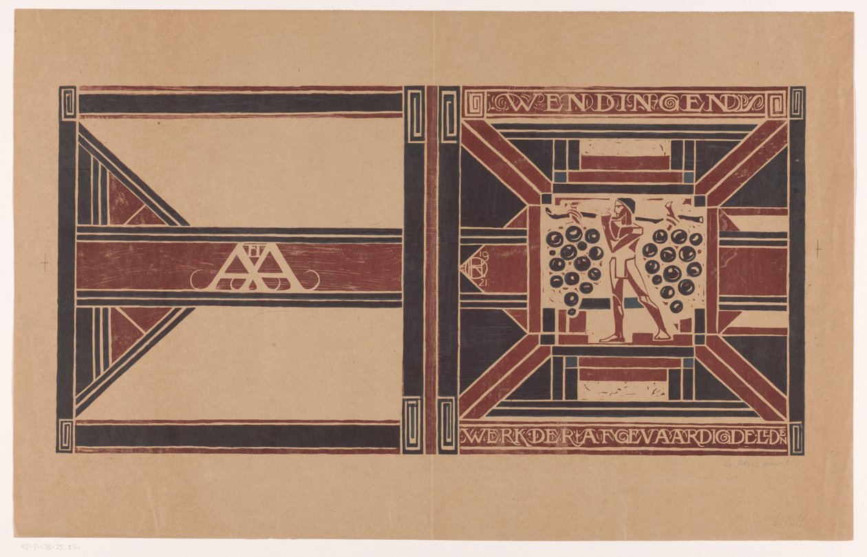 Borítóterv ehhez: Wendingen, 1921 A delegált tagok munkája (cím a tárgyon) alkotó: Richard Nicolaüs Roland Holst (signed by artist)