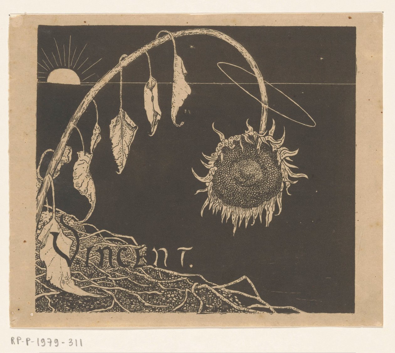 Borítóterv: Richard Roland Holst, Vincent Van Gogh hagyatékának kiállítása, 1892 alkotó: Richard Nicolaüs Roland Holst