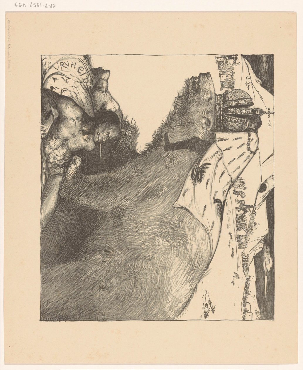 Miklós orosz cár az orosz medvéről Az orosz medve békét ordít (eredeti cím) alkotó: Richard Nicolaüs Roland Holst