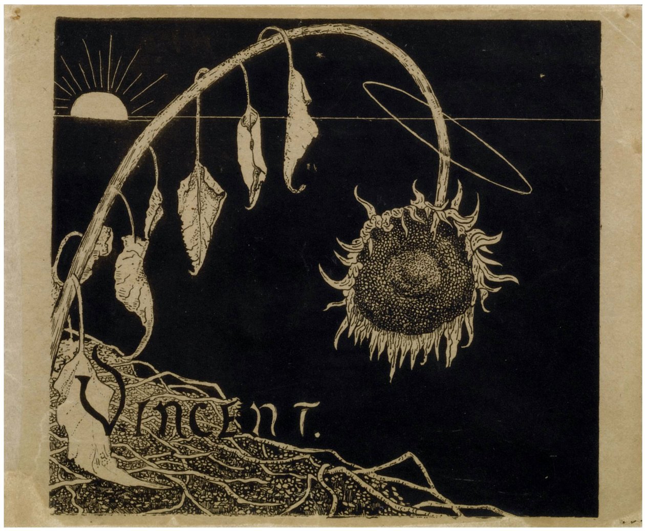 Borítóterv Vincent van Gogh amszterdami kiállításához par Holst, Richard Roland (1868-1938). Litográfia, méret: 18,2x21 alkotó: Richard Nicolaus Holst Roland