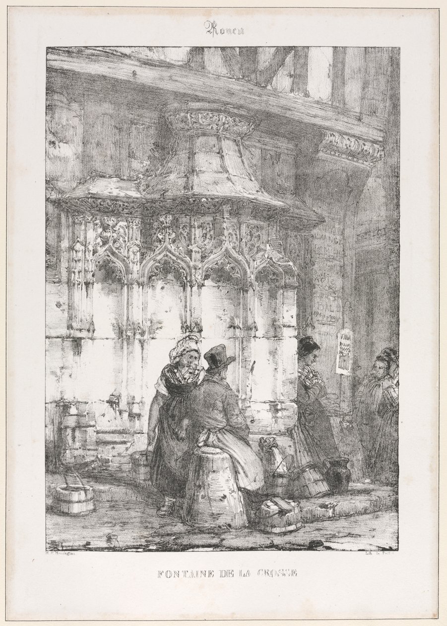 Építészeti maradványok és töredékek: Rouen - La Crosse-kút alkotó: Richard Parkes Bonington