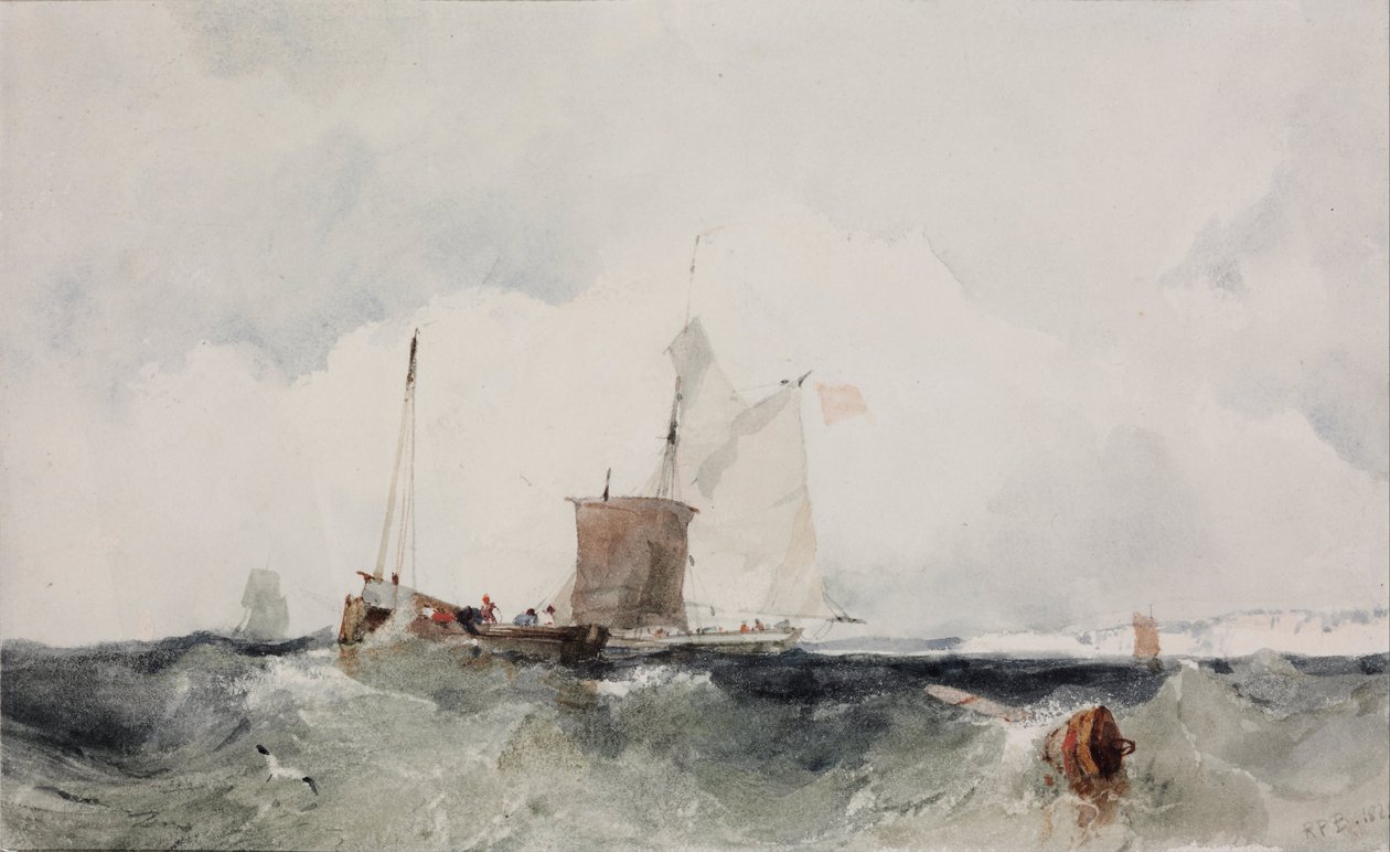Az angol tengerparton - Richard Parkes Bonington (1802-1828) életműve - 1825 - Akvarell papíron - 14x22,7 - Szepmuveszeti Múzeum, Budapest alkotó: Richard Parkes Bonington