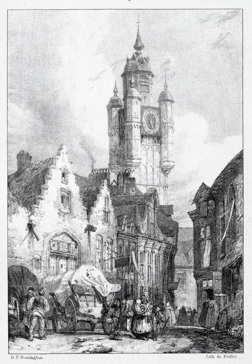 Bergues: A piactorony, 1824. alkotó: Richard Parkes Bonington