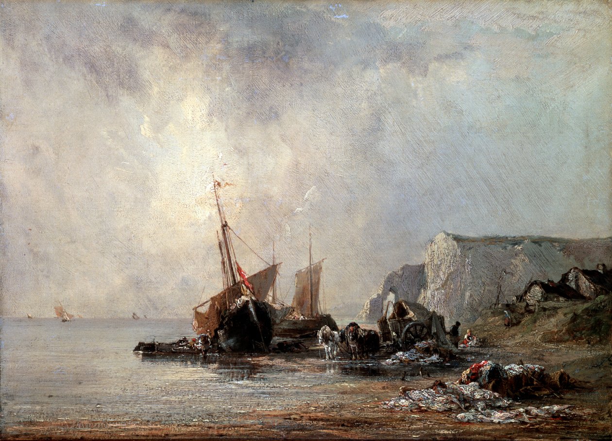 Hajók a normandiai parton, 1823. alkotó: Richard Parkes Bonington