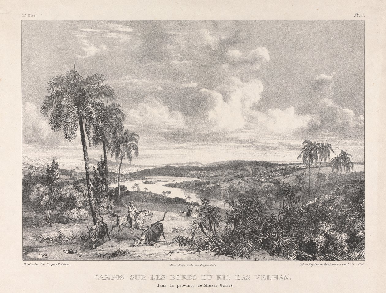Campos sur les bords Rio das Velhas alkotó: Richard Parkes Bonington