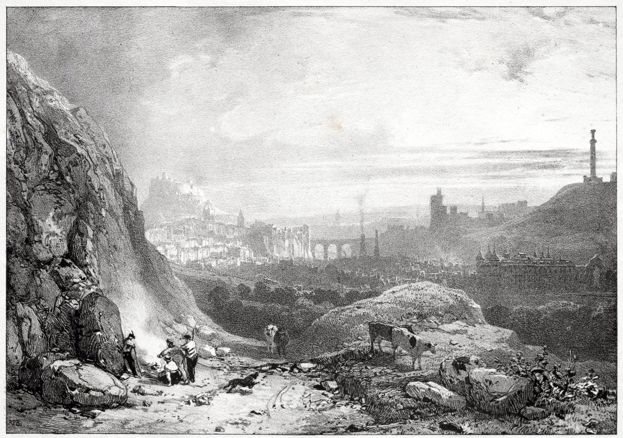 Edinburgh a Szent Antal-kápolnától alkotó: Richard Parkes Bonington