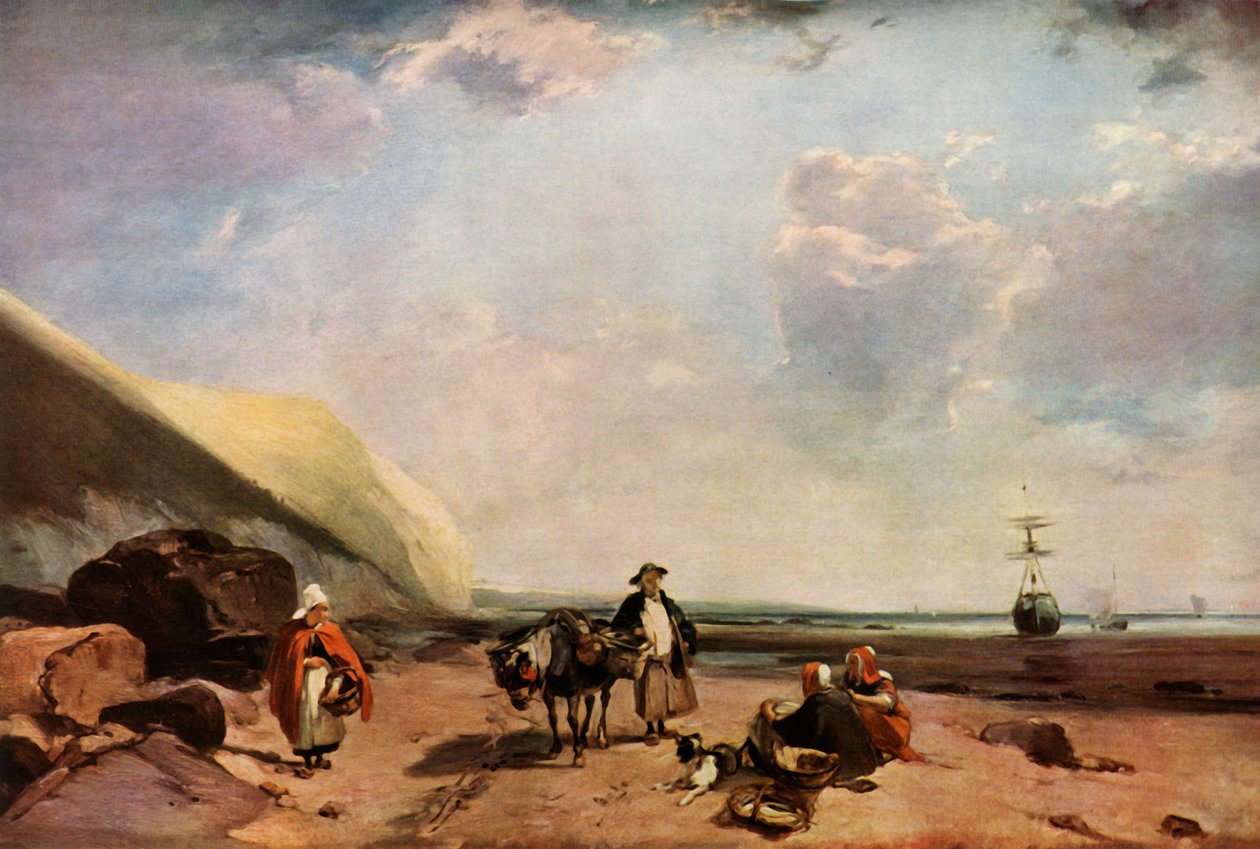 Fisherfolk Normandia partján, Franciaország, 1824, 1934. alkotó: Richard Parkes Bonington