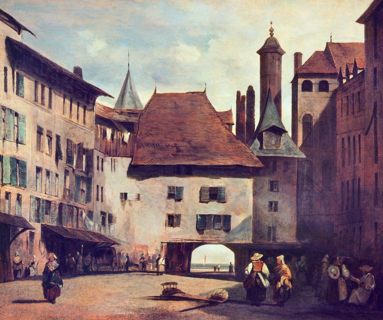 Place du Molard, 1830 körül alkotó: Richard Parkes Bonington