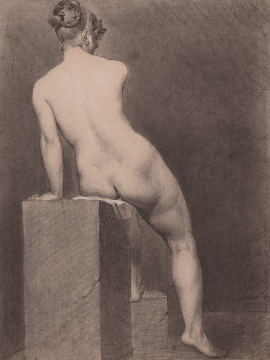 Mademoiselle Rose akt, hátulnézet alkotó: Richard Parkes Bonington
