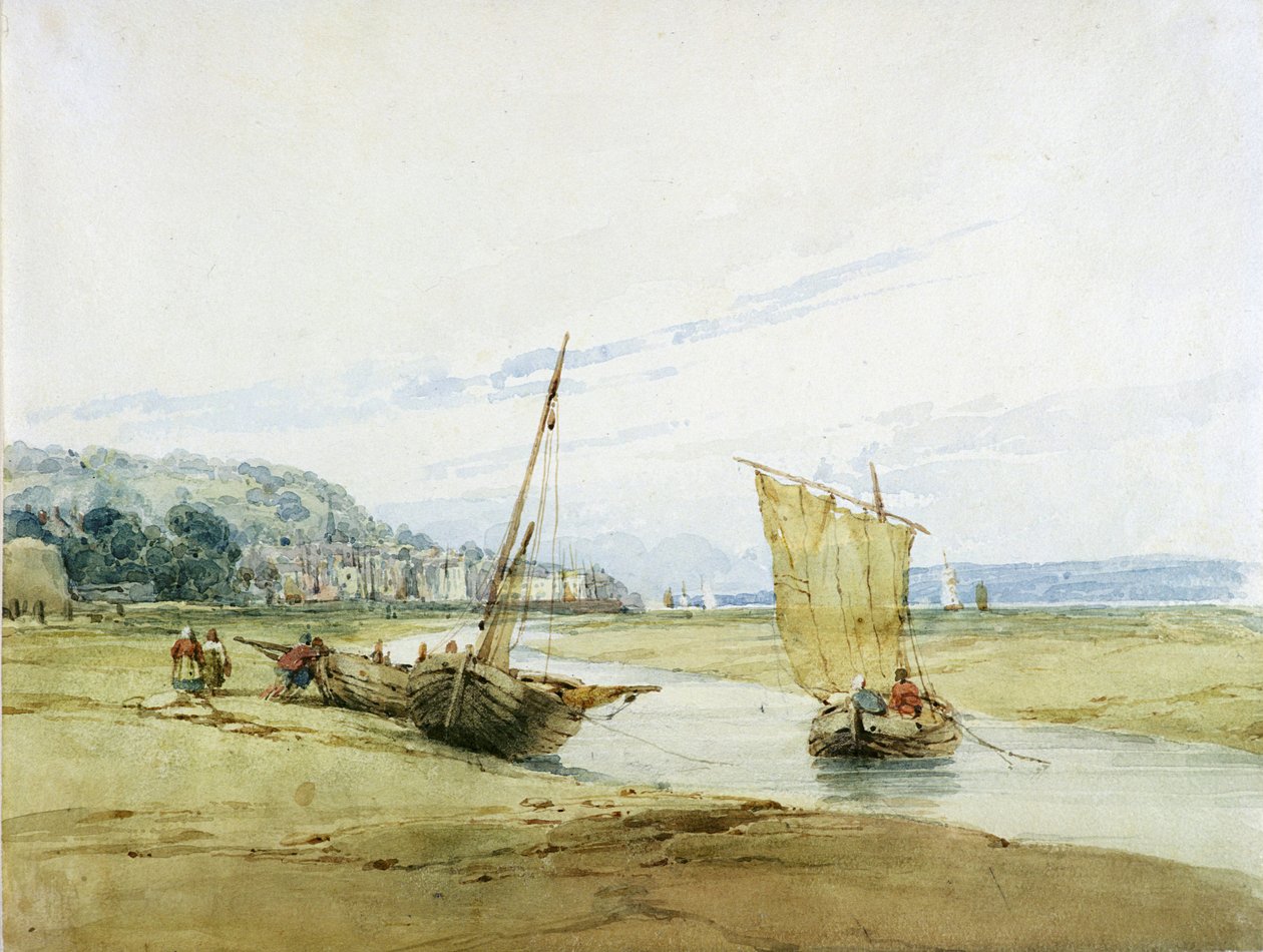 Honfleur közelében, 1822 körül (wc grafit fölött, papíron) alkotó: Richard Parkes Bonington