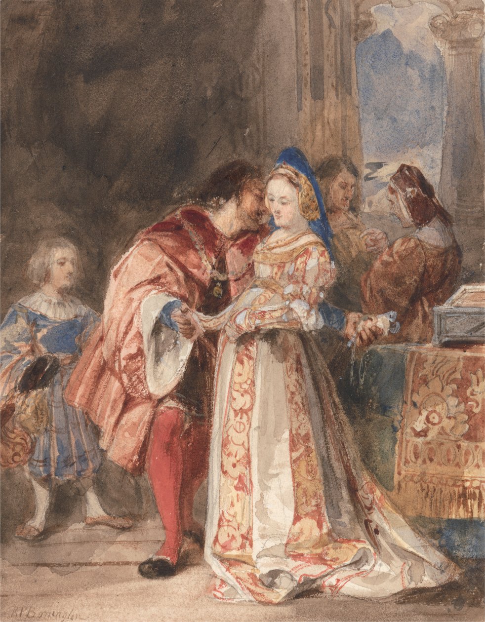 Portia és Bassanio alkotó: Richard Parkes Bonington