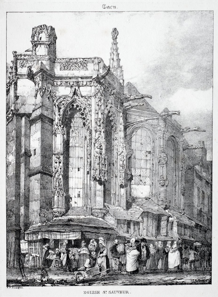 A középkori építészet maradványai és töredékei: St. Sauveur templom, Caën. alkotó: Richard Parkes Bonington