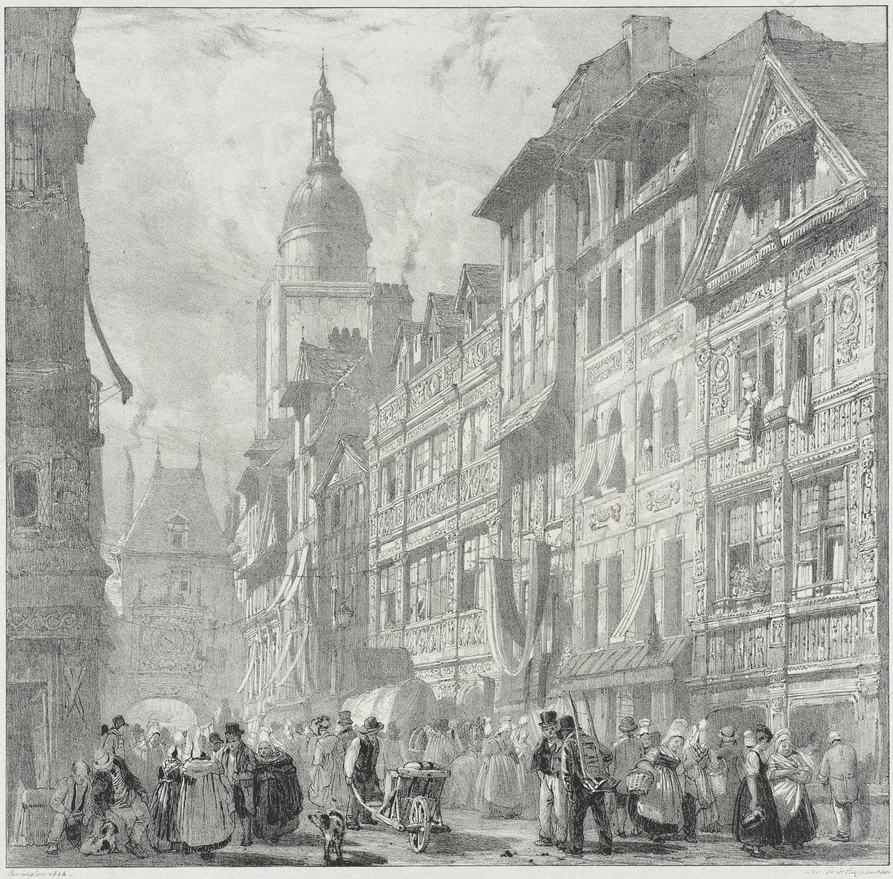 Rue du Gros Horloge, Rouen alkotó: Richard Parkes Bonington