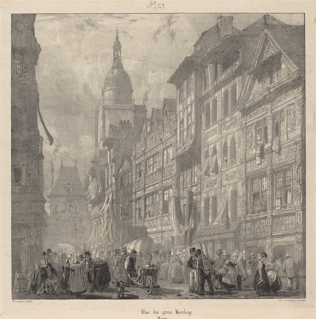Rue du Gros-Horloge, Rouen alkotó: Richard Parkes Bonington