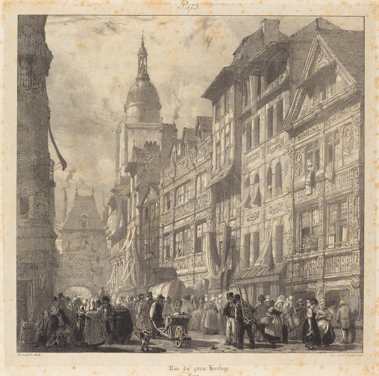 Rue du Gros-Horloge, Rouen alkotó: Richard Parkes Bonington